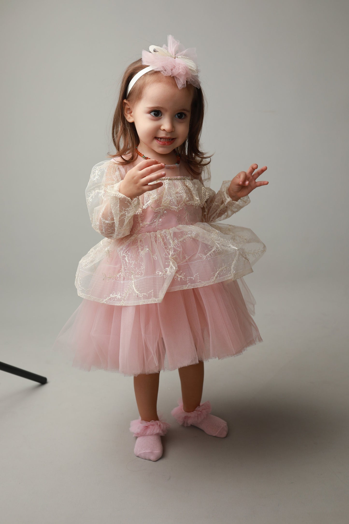 Pink Tulle Flower Girl Dress, Lace Birthday Party, Tutu Wedding Dress