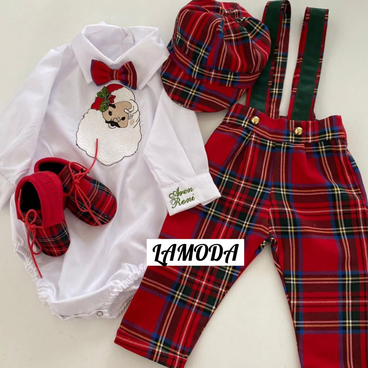 Handmade Red Plaid Boy Sets Wedding/Birthday Photo Shoot/Prince Charming costume – close-up