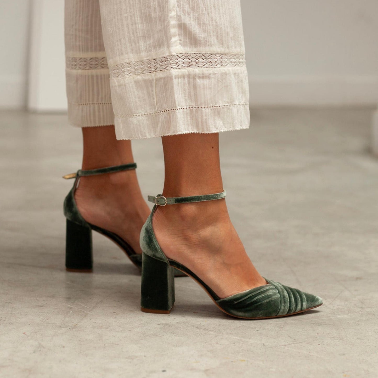 Green Velvet Heels, Green Velvet Bridal Heels