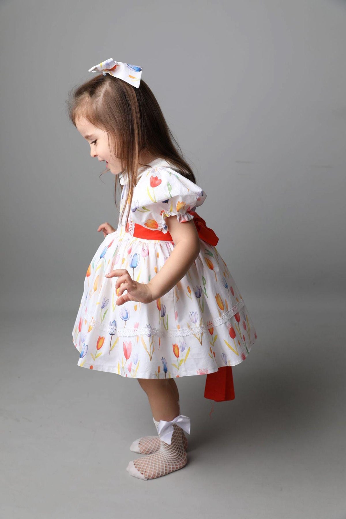Handmade Sequin Tulle Dress: White Floral Party Dress – styled look