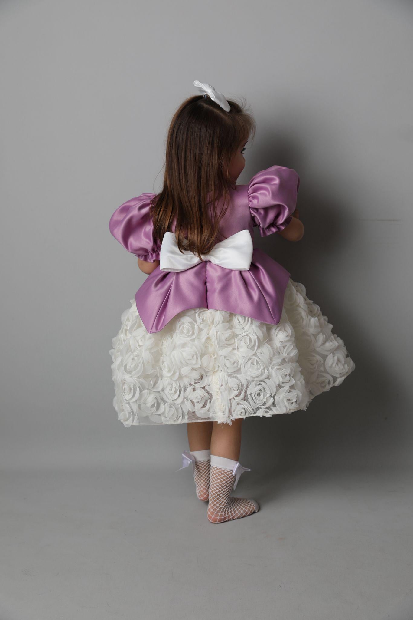 Handmade Purple Satin Flower Girl Dress: Tulle Sequin Tutu