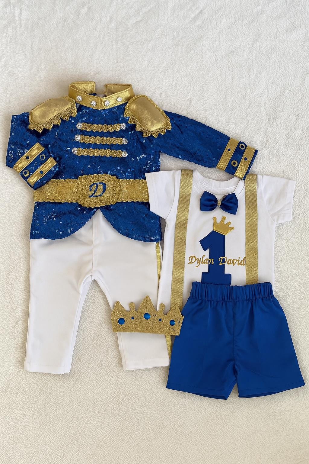 Custom Prince Charming Costume: Baby Toddler Birthday King Suit – close-up