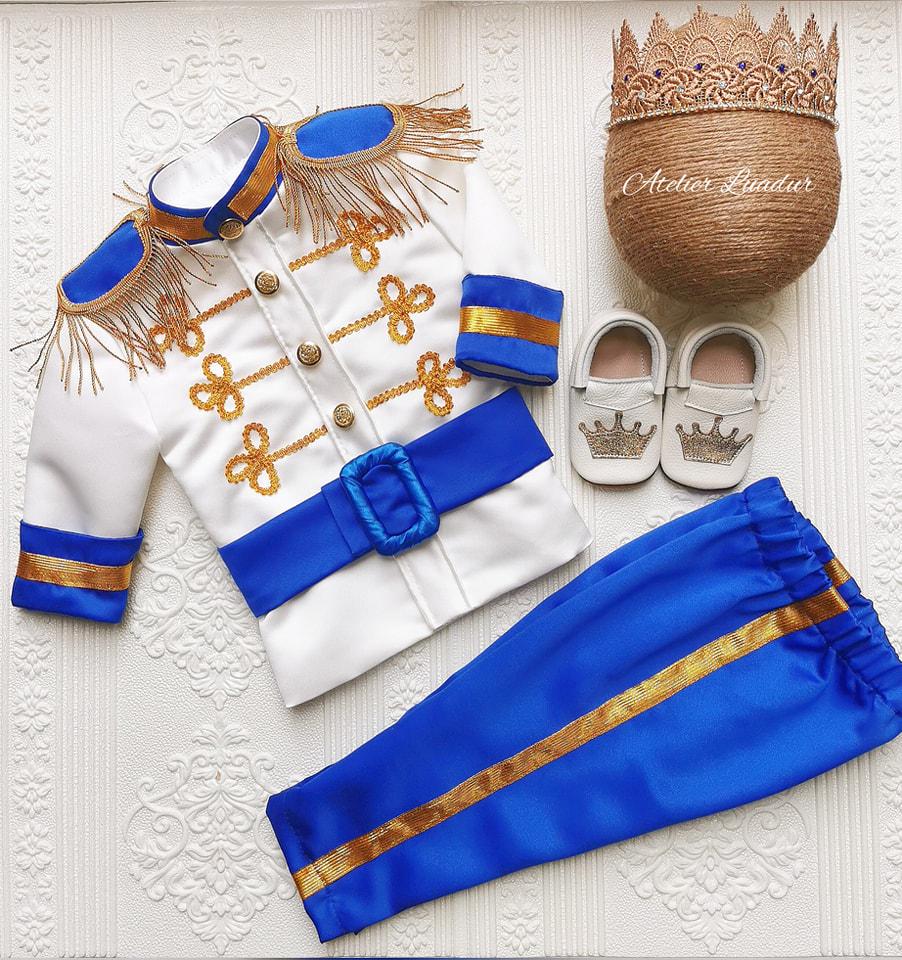 Toddler Prince Charming Outfit, Baby Boy Royal Blue Colonial Costume, Handmade Birthday Suit, Baptism Christening Clothes