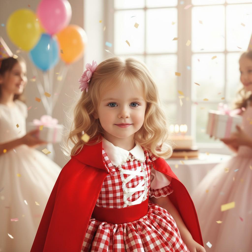 Red Elsie Girl Dress with Cape | Elegant Toddler Party Costume | Baby Girl Gift Dress – detail shot