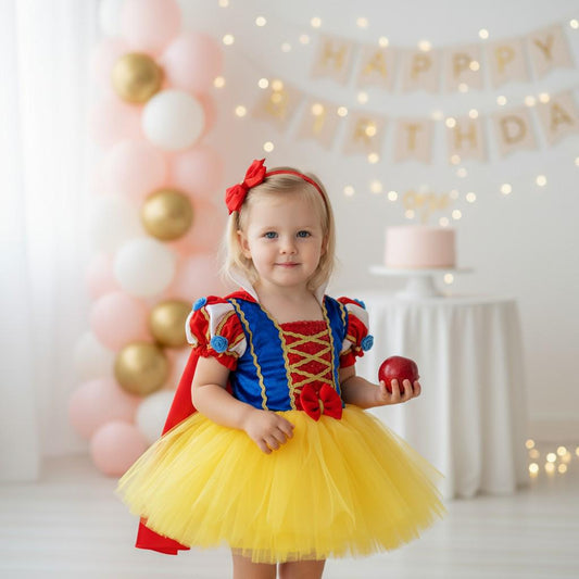 Elsie Red Princess Dress | Toddler Birthday Outfit | Handmade Red Tulle Party Dress for Girls