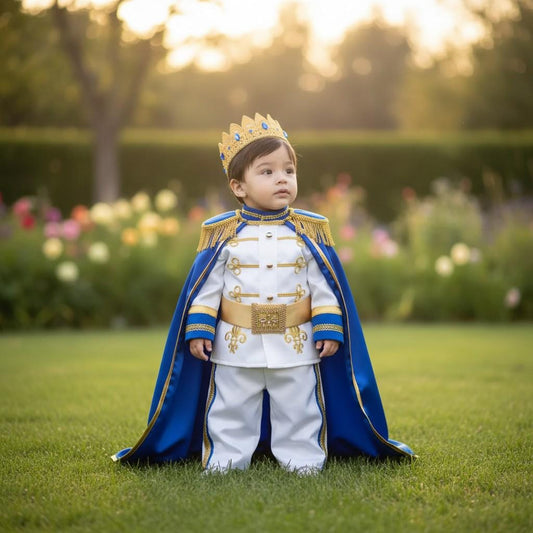 Handmade Prince Charming Baby Costume: Royal Blue & Gold Birthday Outfit