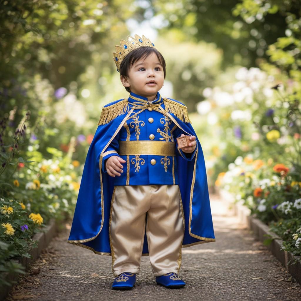 Blue and gold toddler royal outfit for birthday