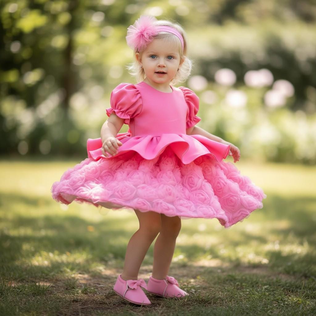 Christmas Toddler Dress: Green & Red Tulle Ruffle Holiday Dress – side view