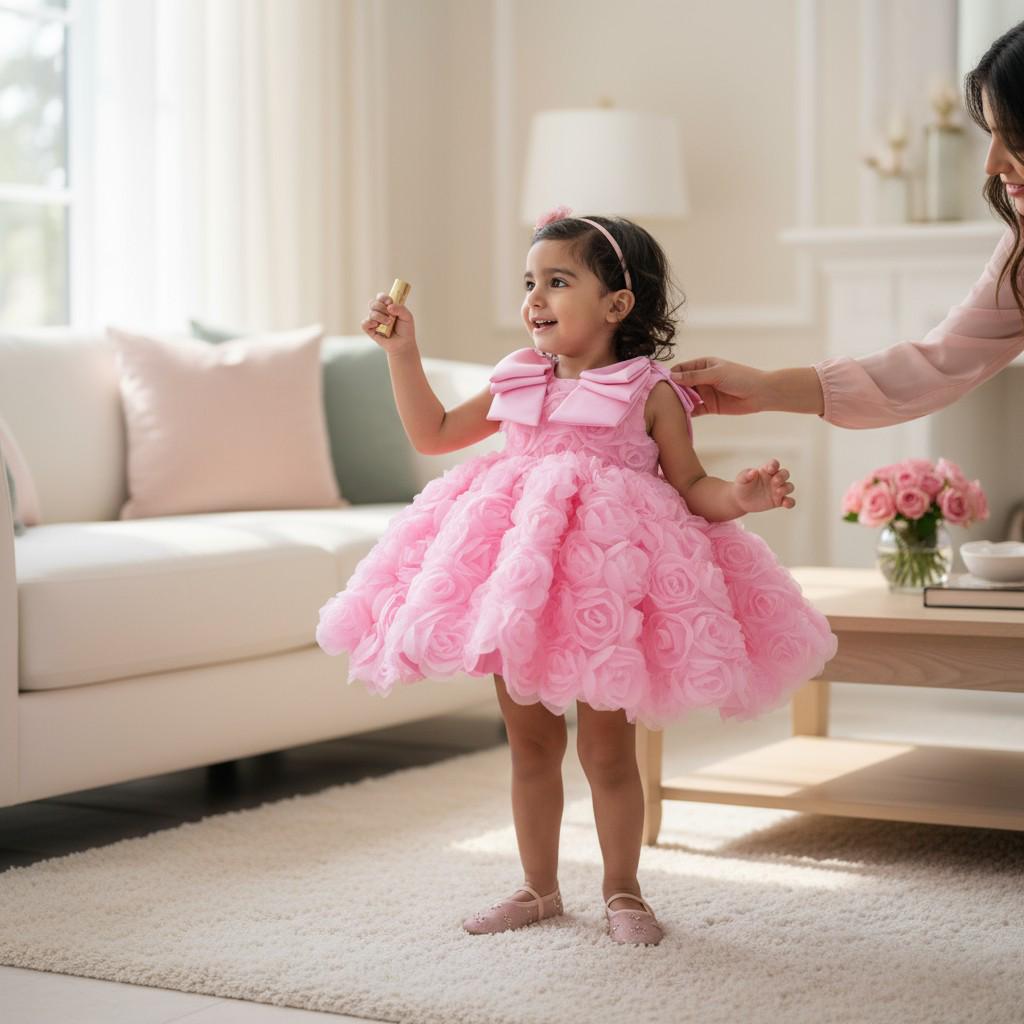 Magical Christmas Tutu Dress | Pink or Blue Sparkle Dress for Little Girls | Perfect Holiday Gift – close-up