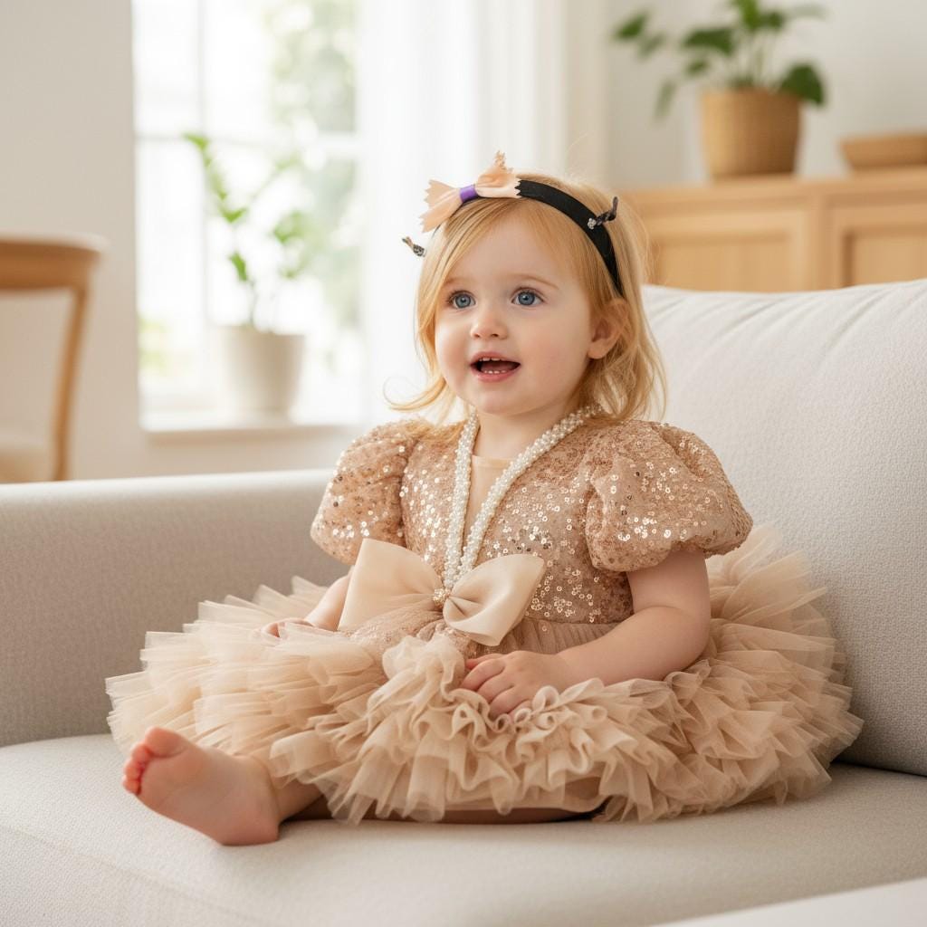 Christmas Toddler Dress: Red & Green Tulle Ruffle Holiday Dress – close-up