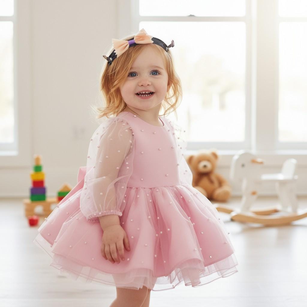 Christmas Toddler Dress: Red & Green Tulle Holiday Party Dress – side view