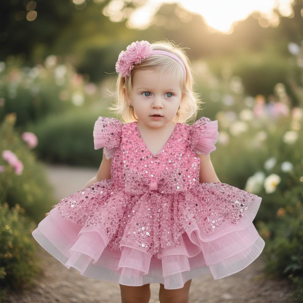 Christmas Toddler Dress: Red & Green Tulle Ruffle Party Dress – close-up