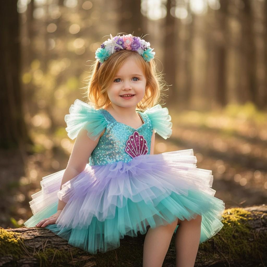 Baby Girl Costume Mermaid Dress – side view