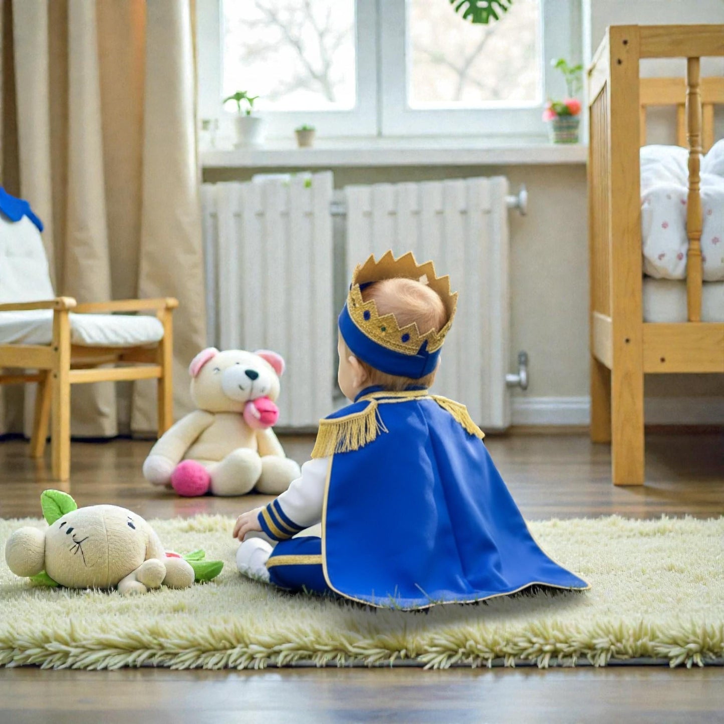 Custom Name Baby Prince Birthday Outfit – Royal Blue Gold Cake Smash Costume – LittleCrownAtelier