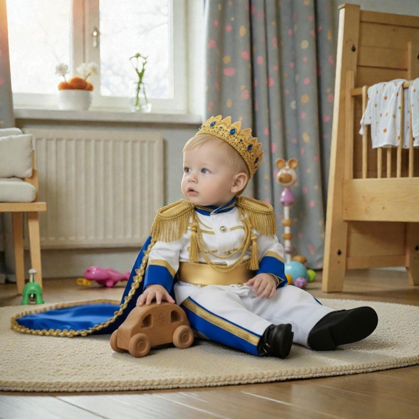 White Gold Baby Boy Outfit Luxury Prince Costume – side view