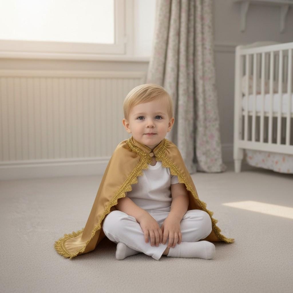 Personalized Prince Cape Set, Royal Baby Boy First Birthday Costume – close-up