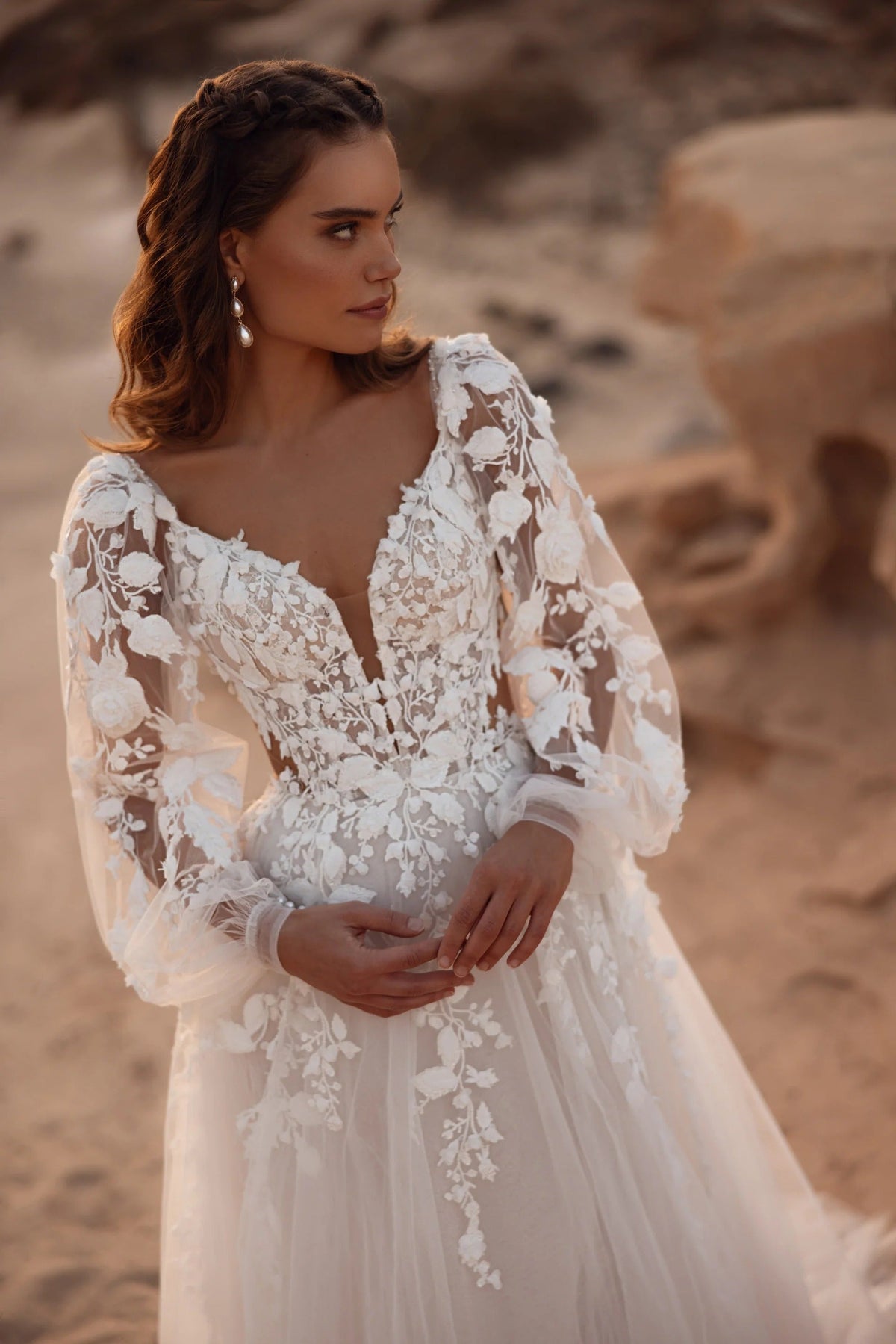 Alia Lace Floral Wedding Dress, luxury bridal gown, additional product image 5 by SimmiUnique
