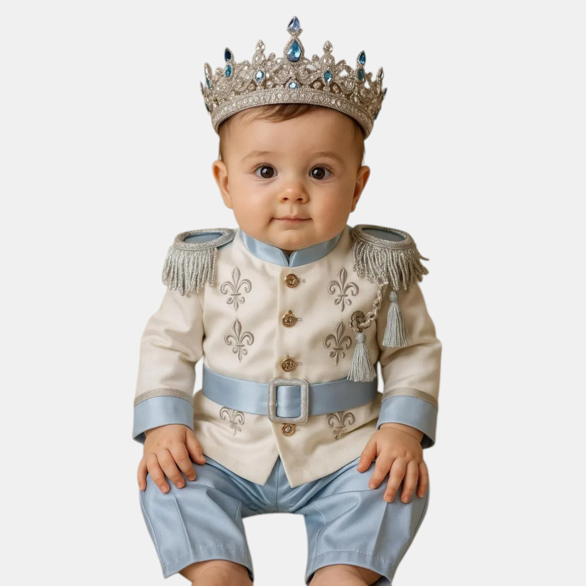Luxury Baby Boy Outfit Silver Prince Birthday Suit – photo 7