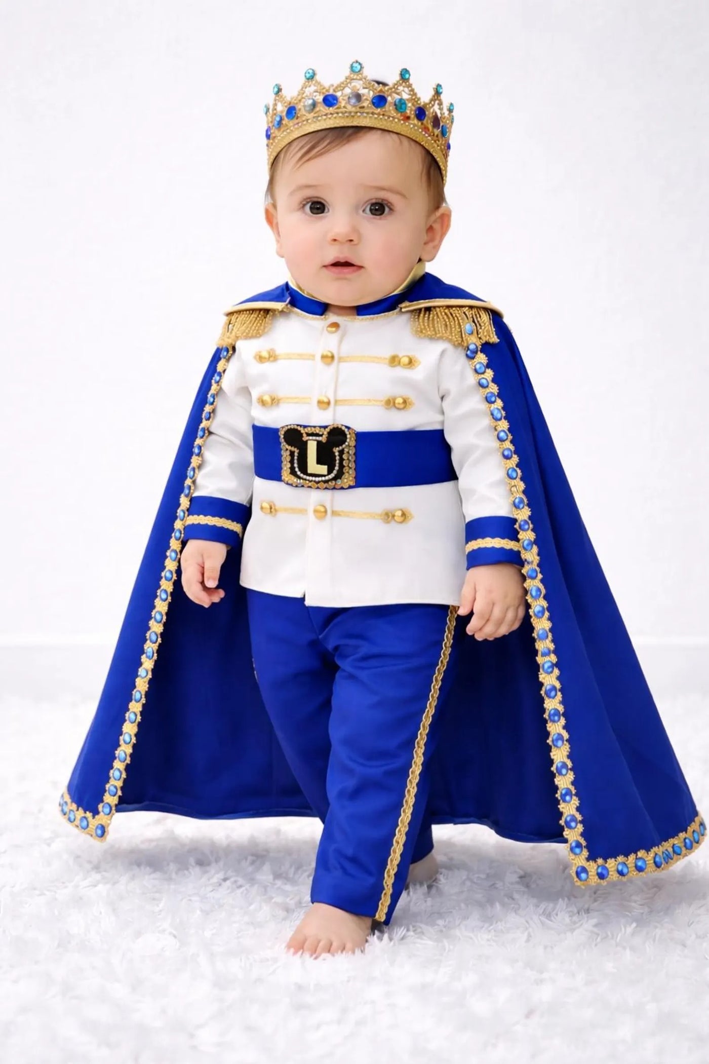 Blue Gold First Birthday Costume – side view