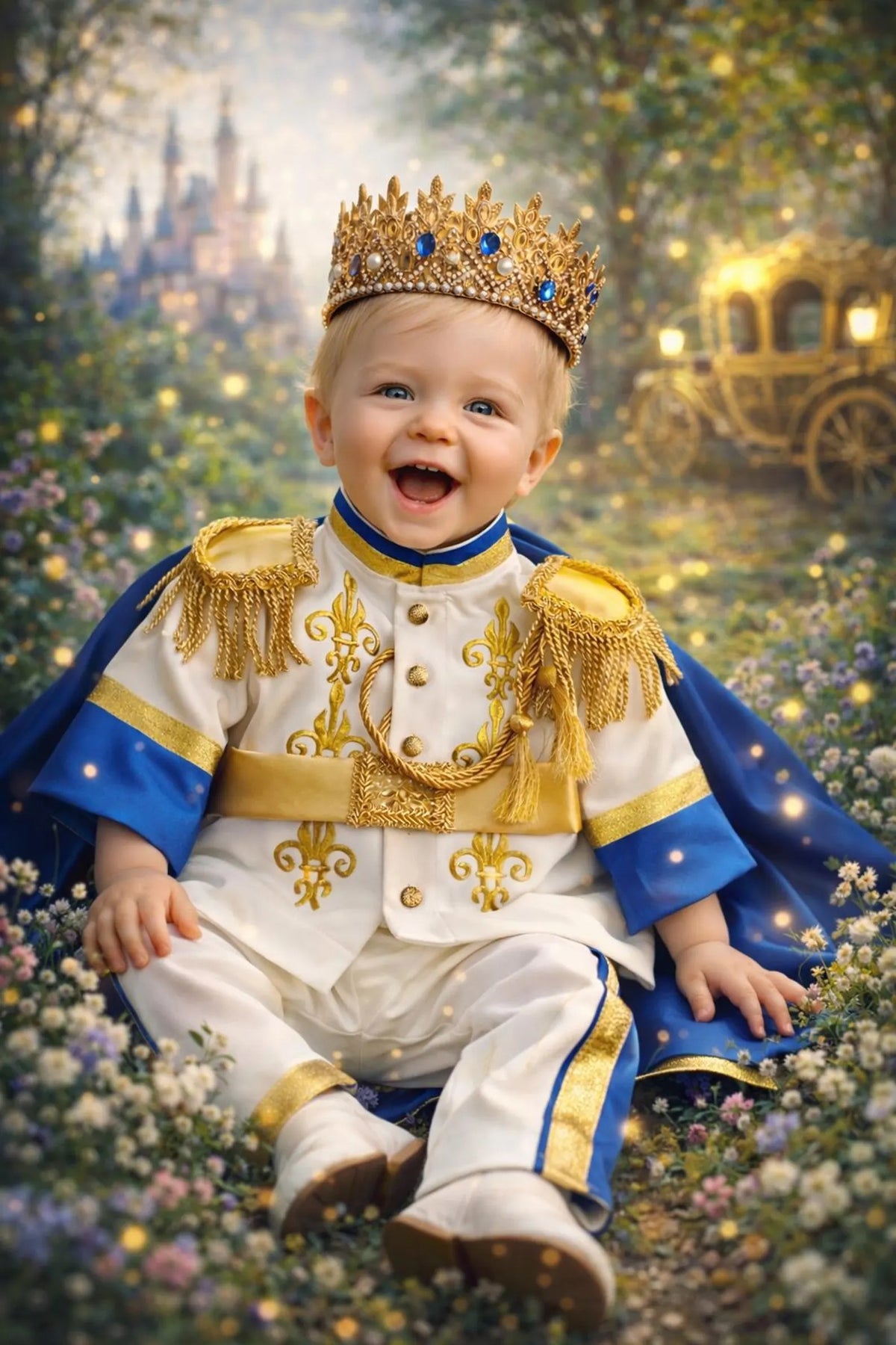 Royal Prince Costume for Boys, Baptism Outfit, First Birthday King Outfit, Custom Cape Set – detail shot