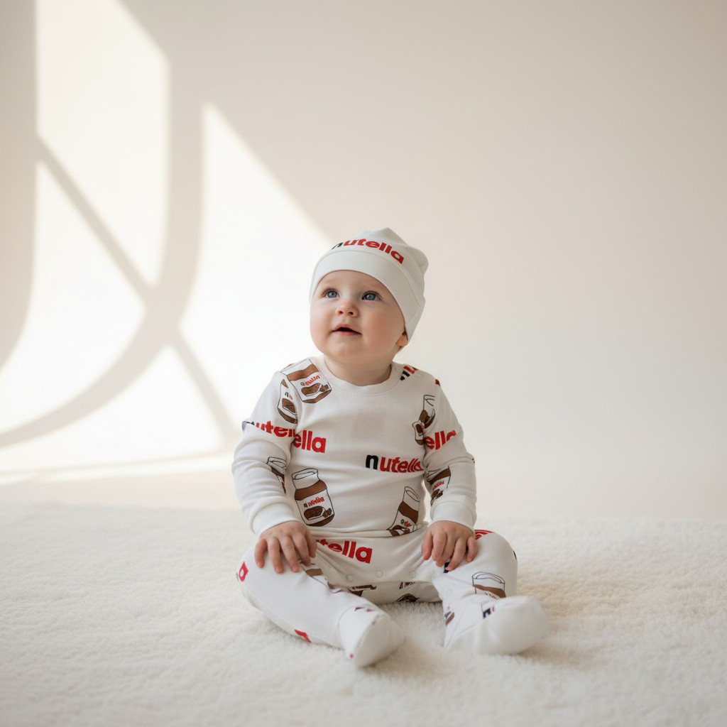 Baby Nutella Romper Set Soft – detail shot