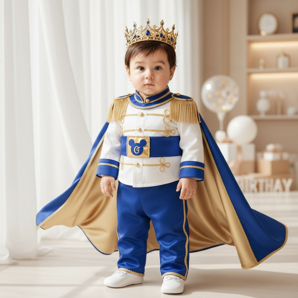 Baby Prince First Birthday Outfit | Royal Blue & Gold Cake Smash Costume – photo 10