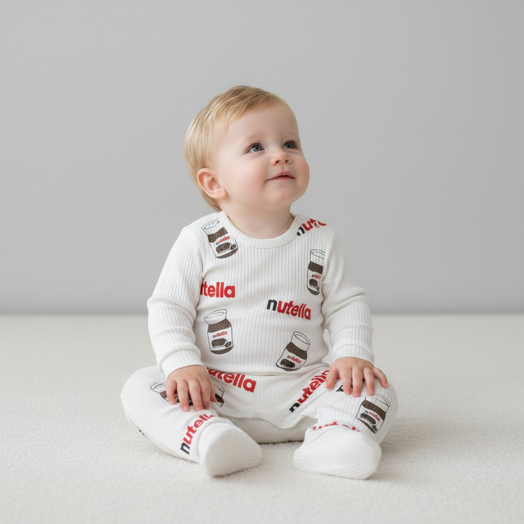 Baby Nutella Romper Set Soft – close-up