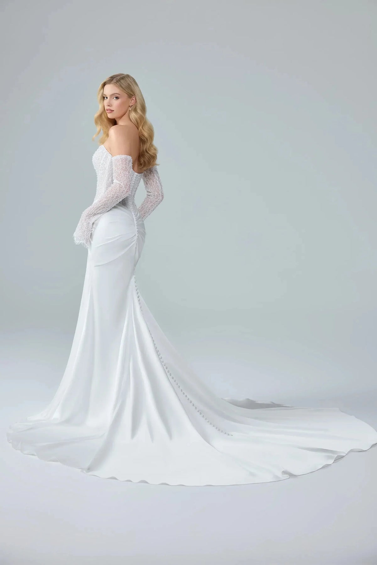 Anya Satin Fit & Flare Wedding Dress, luxury bridal gown, additional product image 5 by SimmiUnique