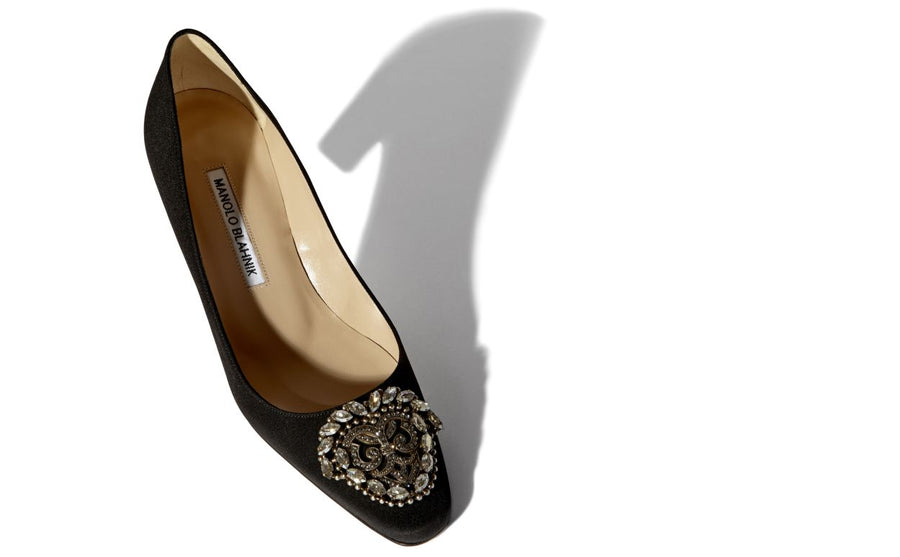 Adriana Dawn Black Jewel Buckle Pumps
