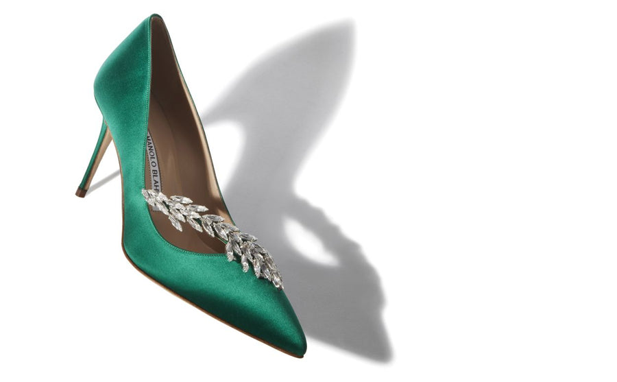 Genevieve Crown Green Jewel Buckle Pumps