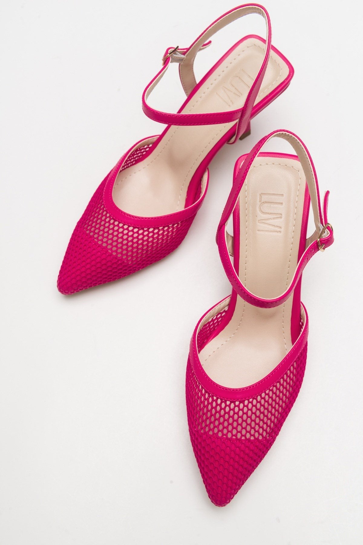Chic - Fuchsia Heeled Shoe – back view showing leather, SimmiUnique