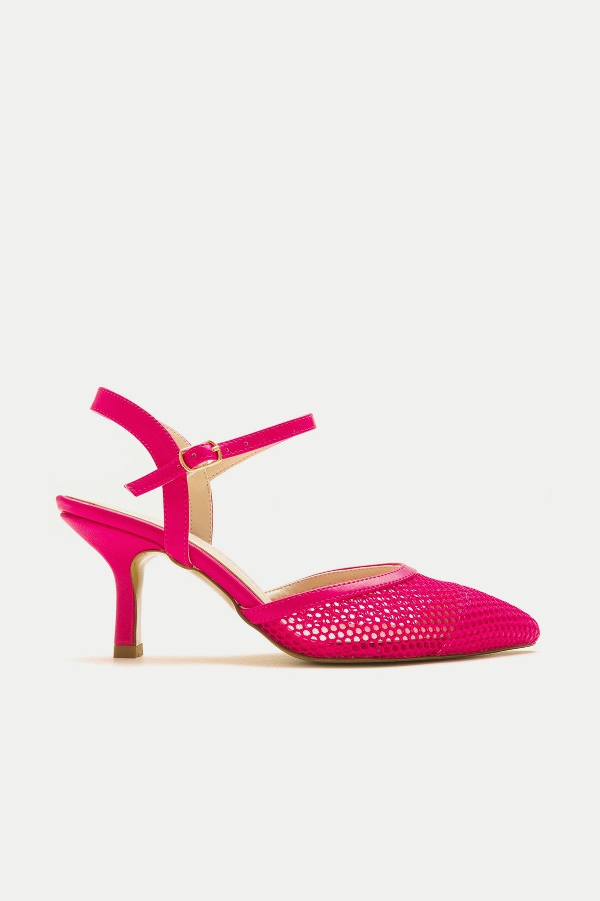 Chic - Fuchsia Heeled Shoe – top view showing leather, SimmiUnique