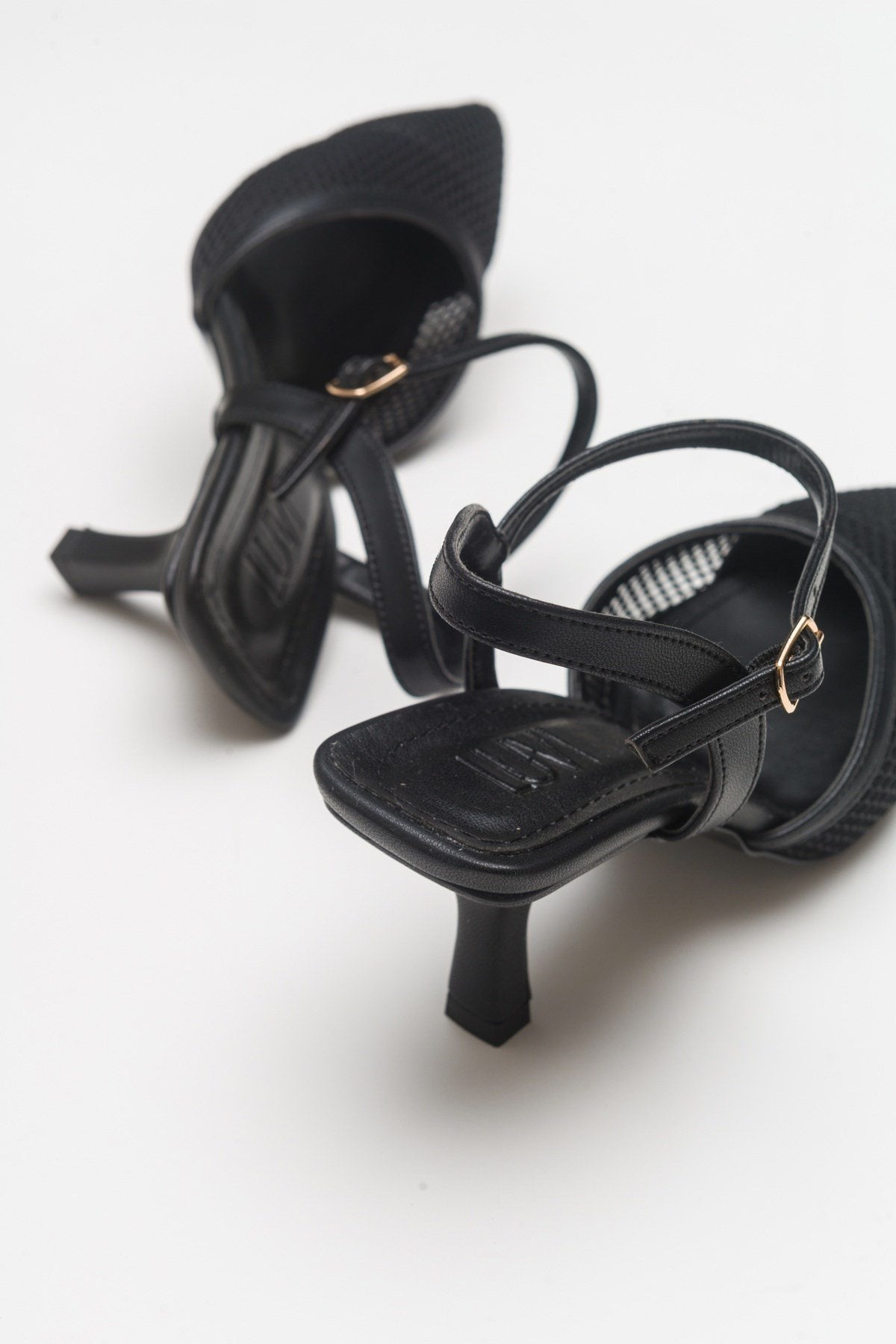 Chic - Black Heeled Shoe – heel view showing leather, black, SimmiUnique