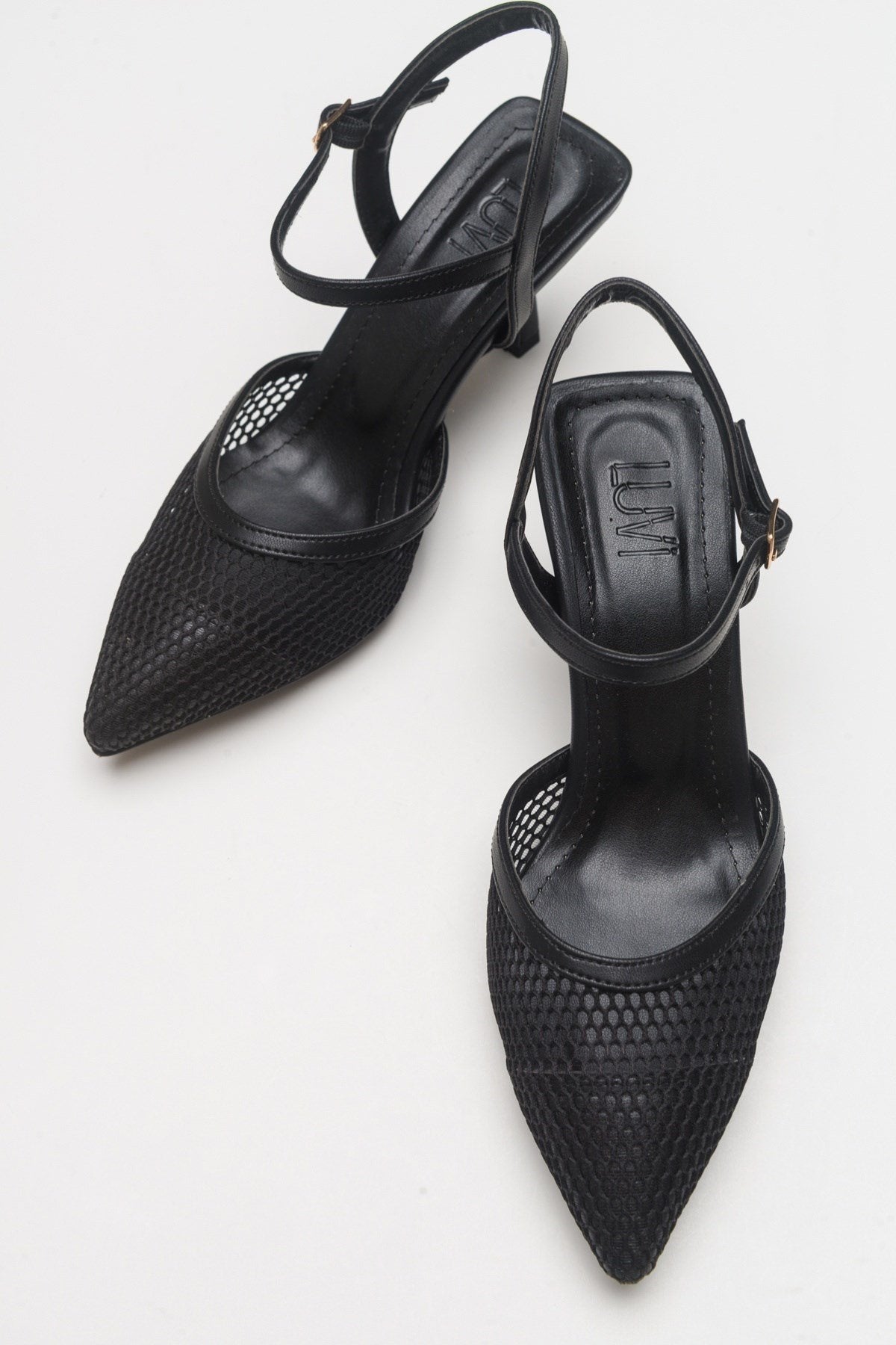 Chic - Black Heeled Shoe – back view showing leather, black, SimmiUnique