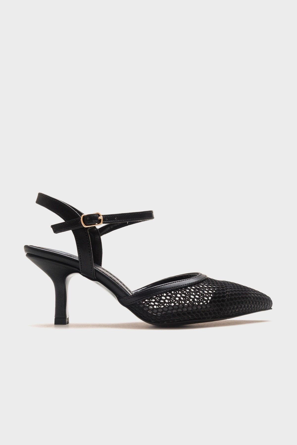 Chic - Black Heeled Shoe – top view showing leather, black, SimmiUnique