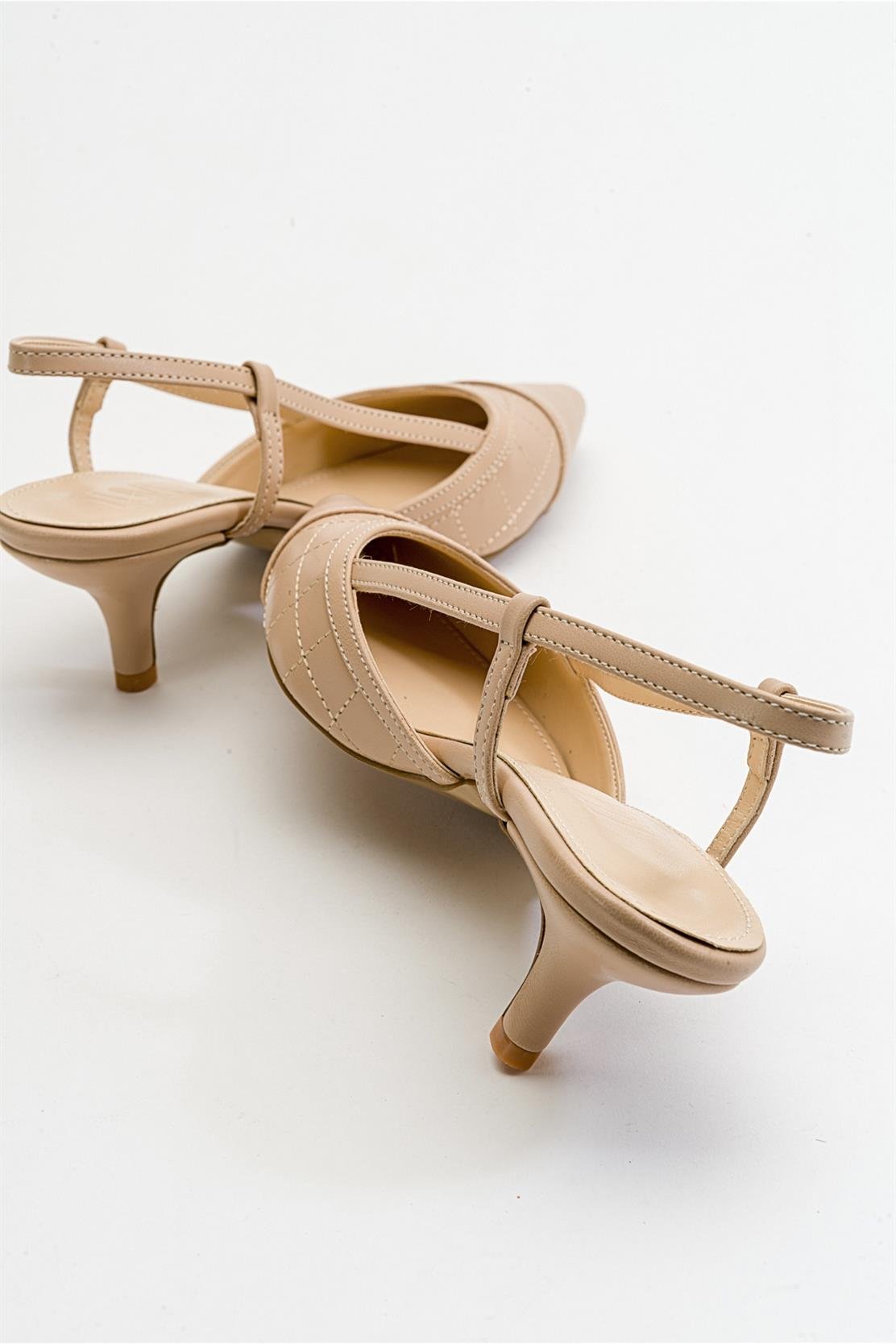 Point - Nude Heeled Shoe – detail view showing leather, nude, SimmiUnique