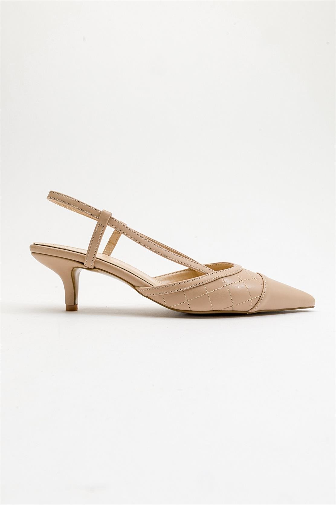 Point - Nude Heeled Shoe – top view showing leather, nude, SimmiUnique