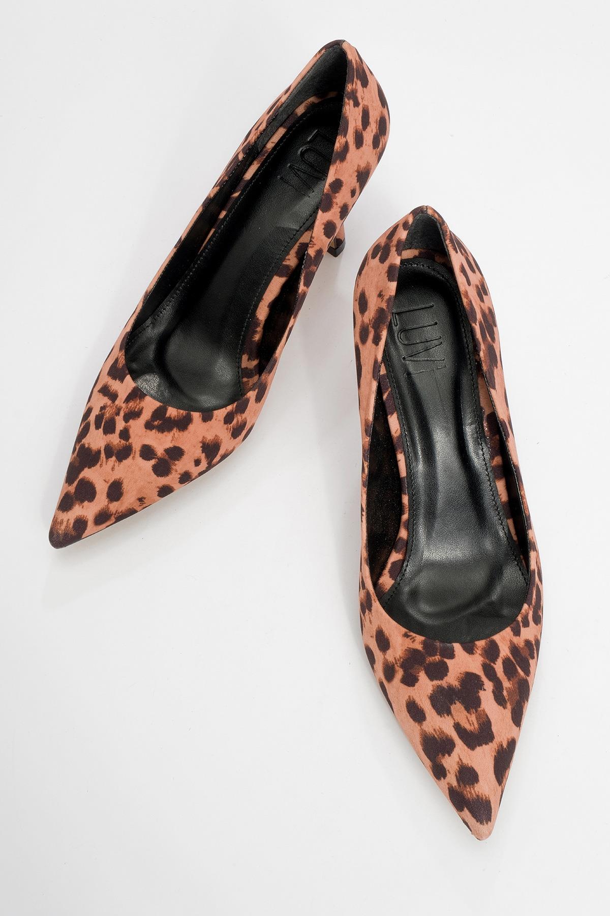Calse - Black And Yellow Patterned Heeled Shoe – side view showing leather, black, SimmiUnique