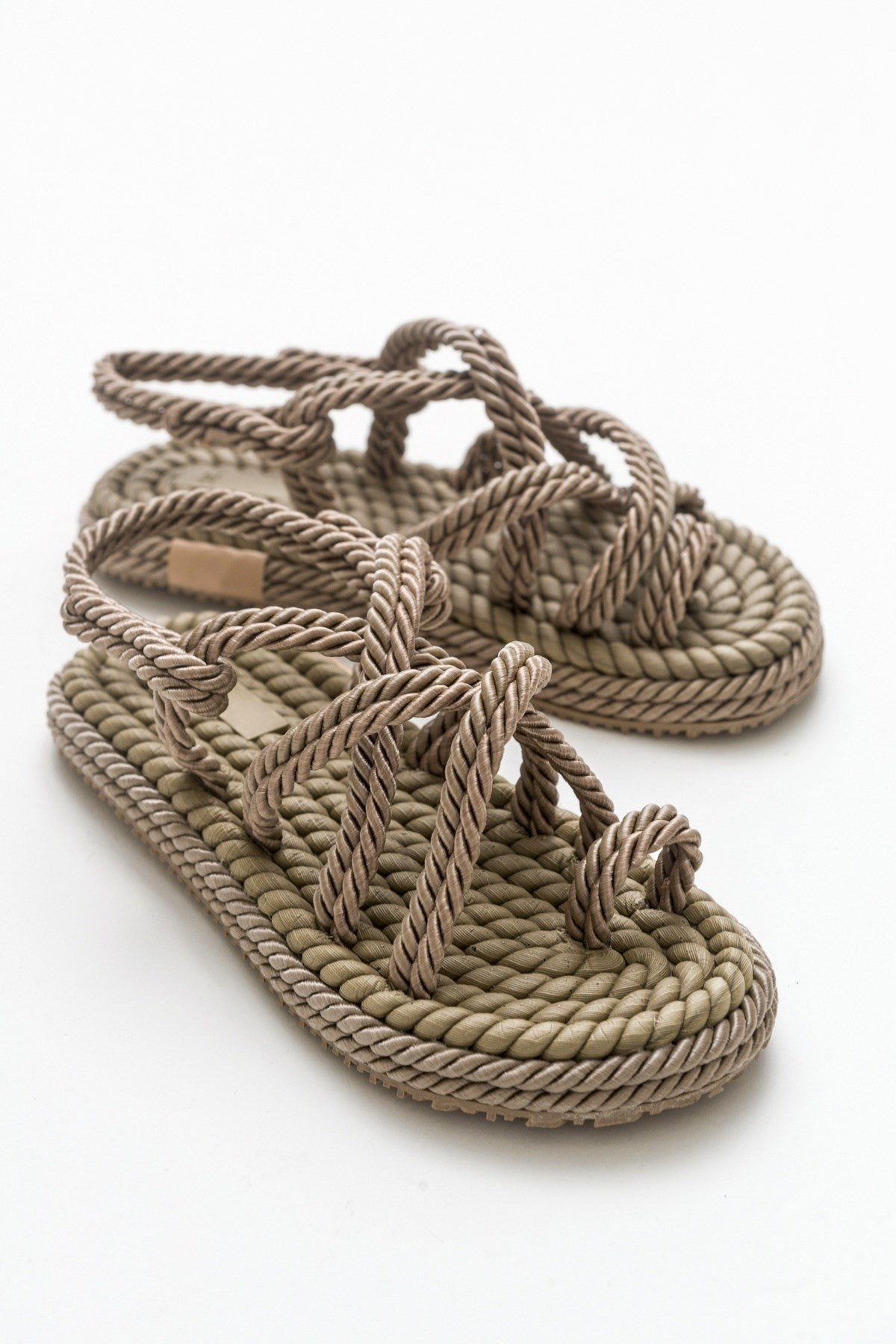 POMA Dark Beige Sandal – front three-quarter view showing leather, SimmiUnique