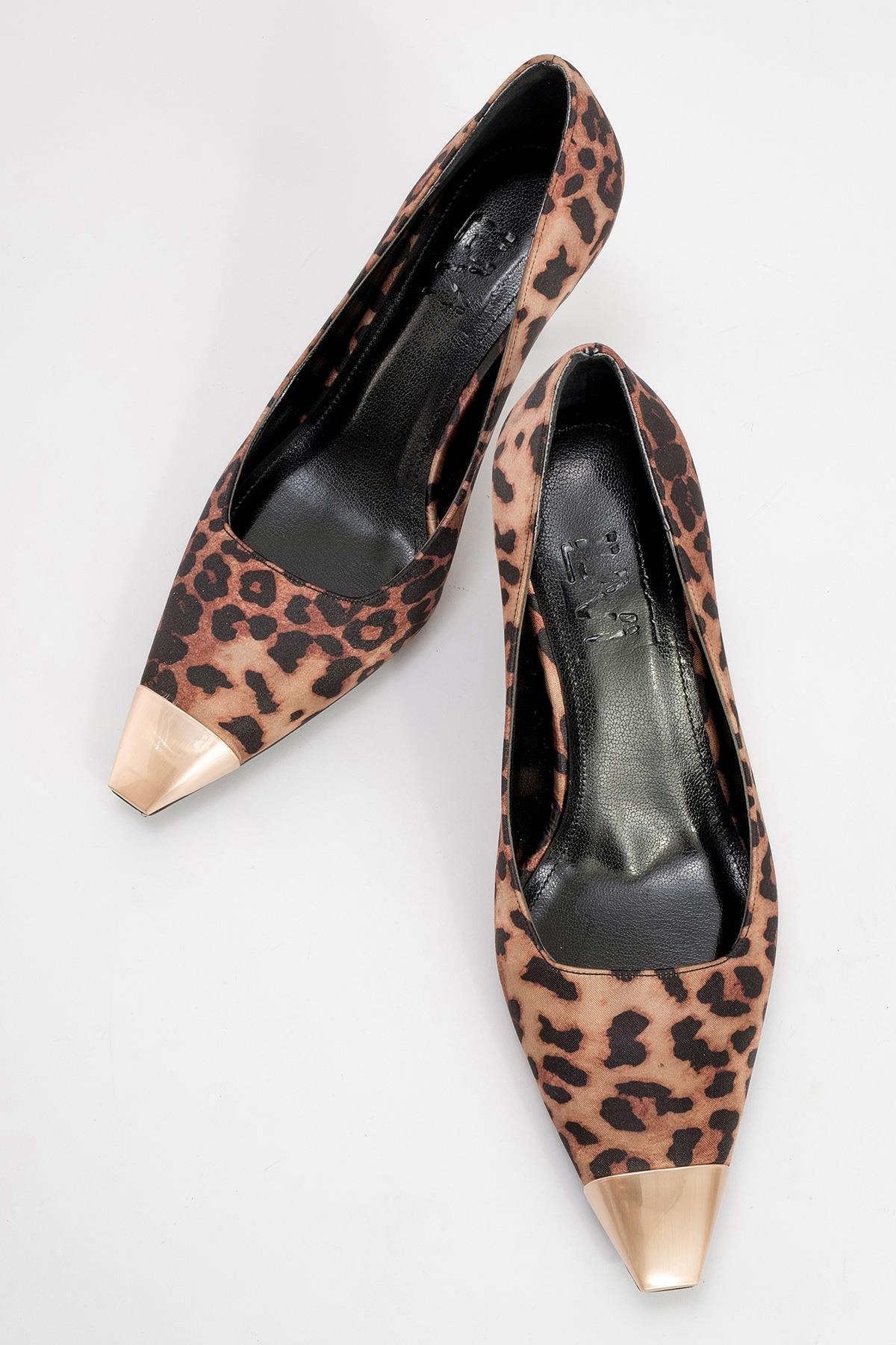 Moanda - Black/Yellow Patterned Stiletto Pump – side view showing leather, black, SimmiUnique