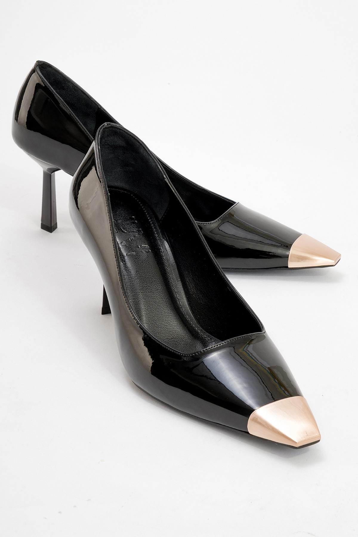 Moanda - Black Stiletto Pump – front three-quarter view showing leather, black, SimmiUnique