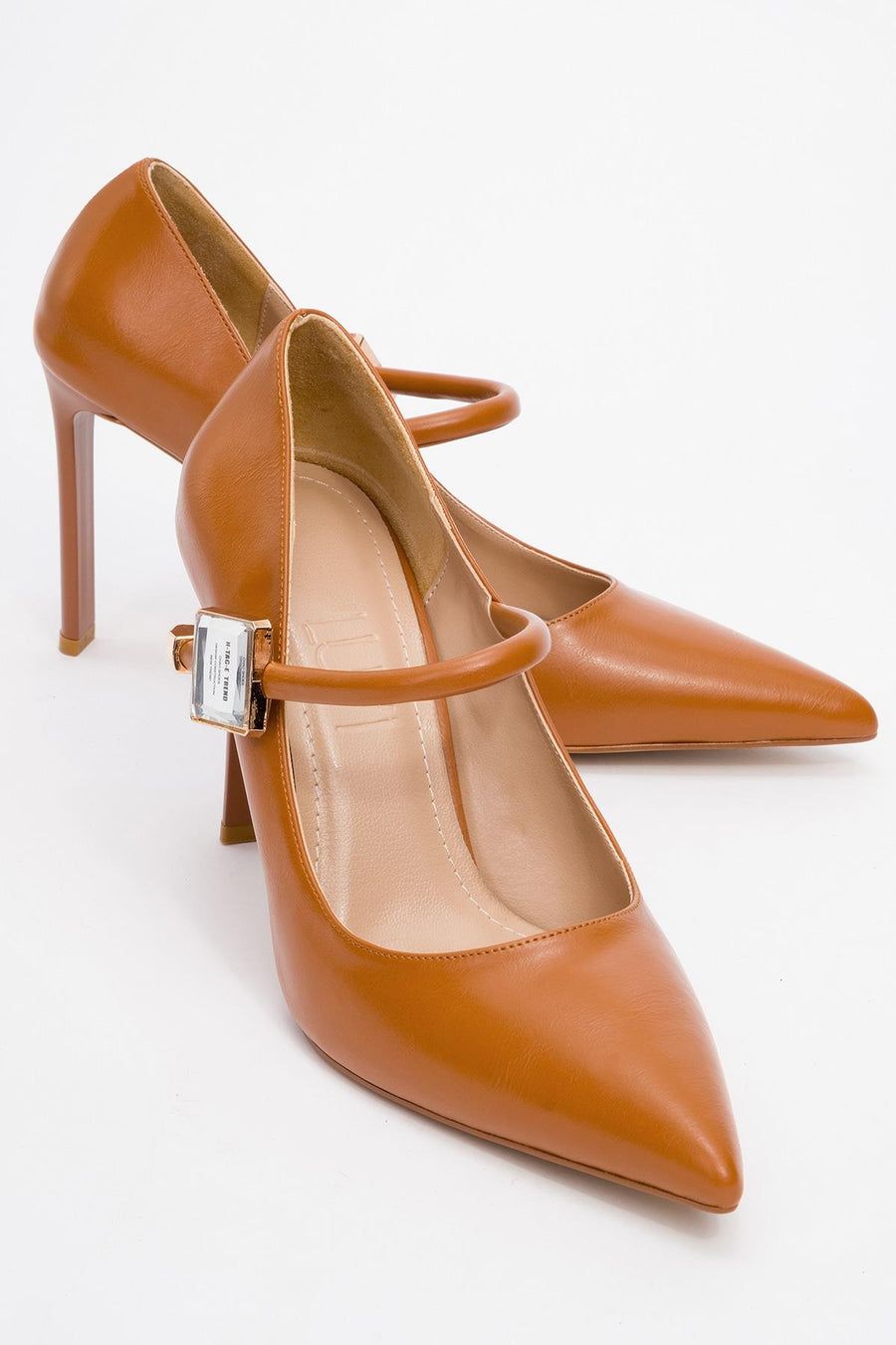 Pattaya - Cognac Stone-Embellished Stiletto Pump