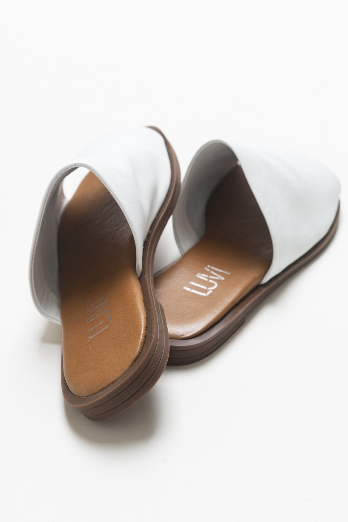Clau - White Leather Sandal – side view showing leather, white, SimmiUnique