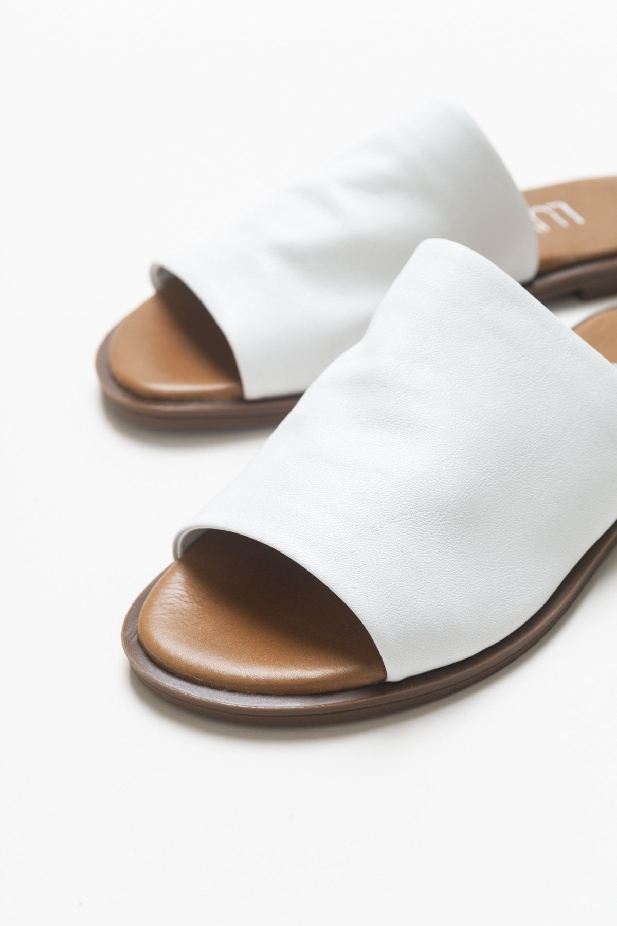 Clau - White Leather Sandal – heel view showing leather, white, SimmiUnique