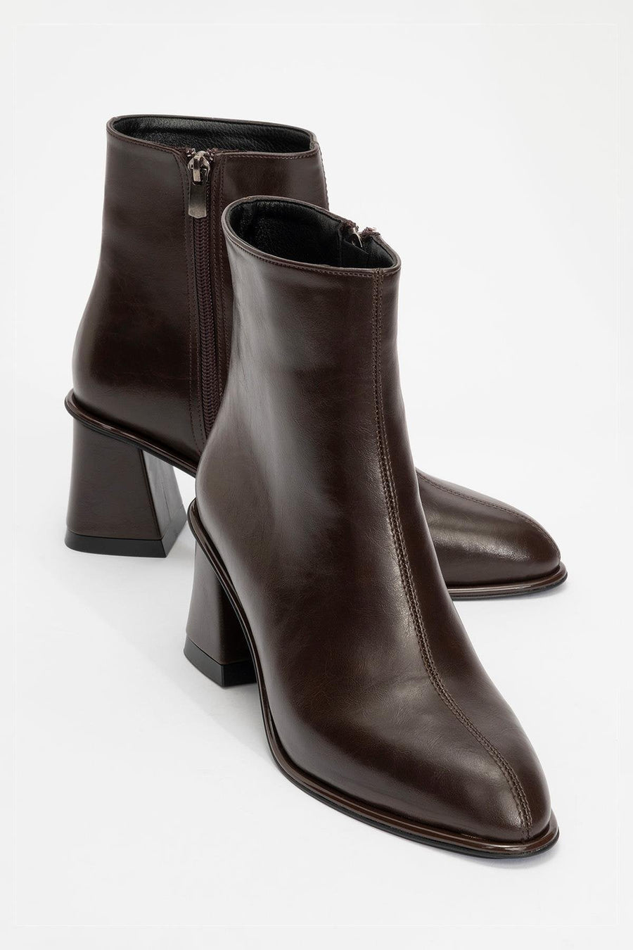 Alba - Brown Block Heel Ankle Boot