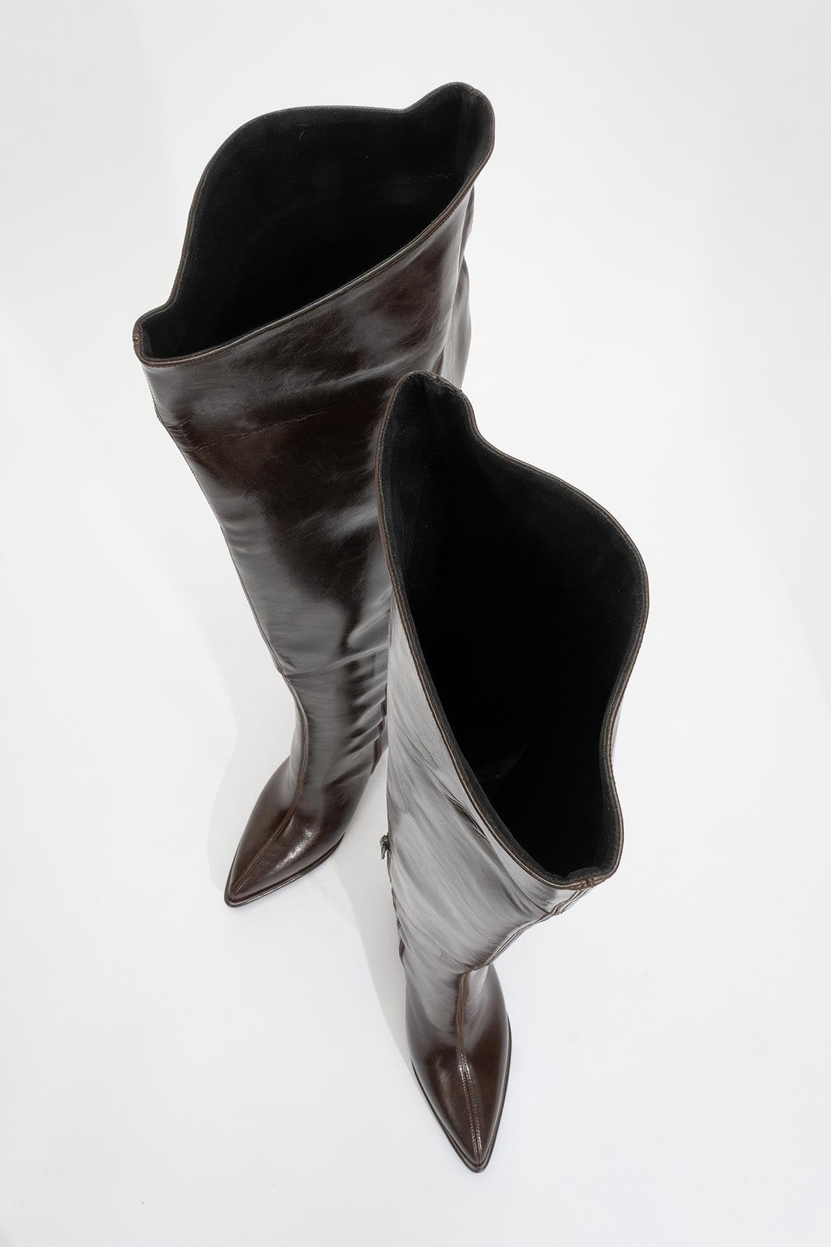 Lepa - Brown Chunky Heel Over-The-Knee Boot – side view showing leather, SimmiUnique