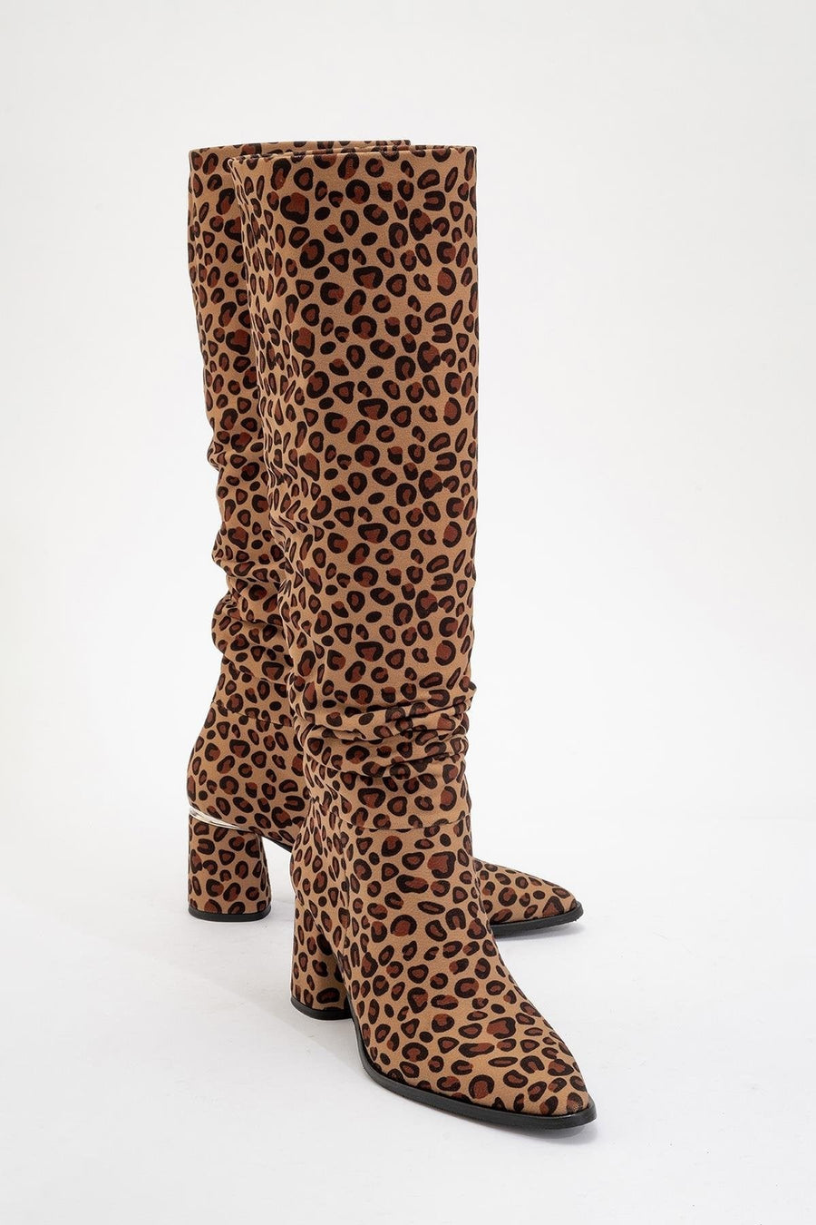 120 - Black Yellow Patterned Gusseted Knee-High Boot