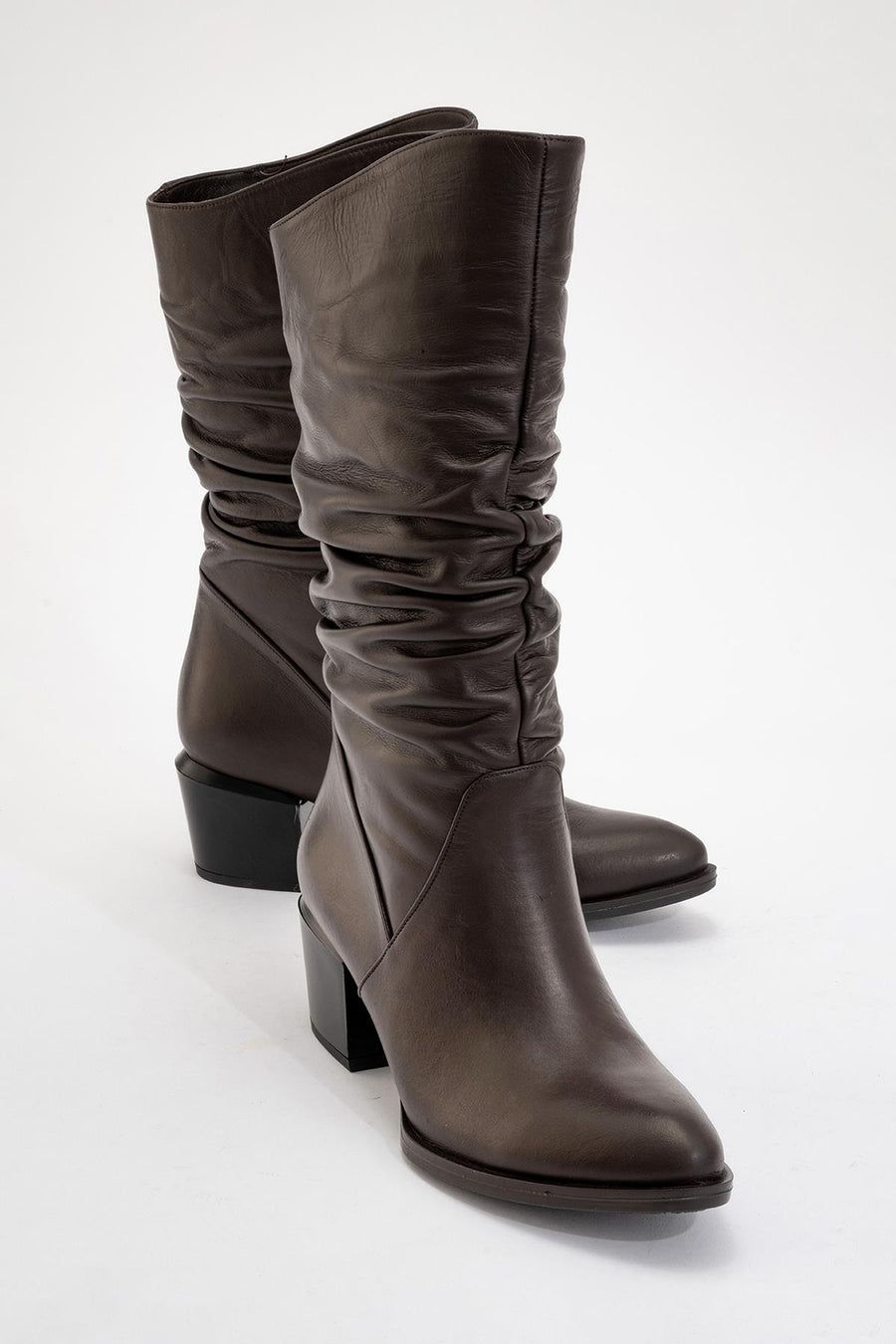 Soule - Cognac Genuine Leather Heeled Short Boot