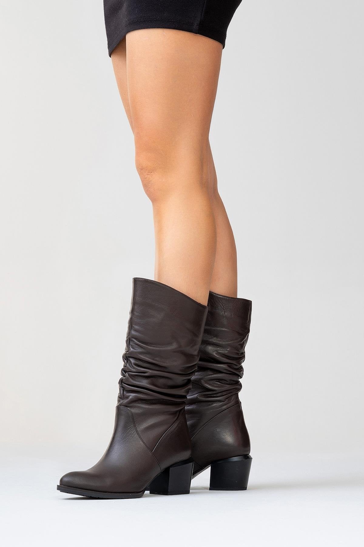 Soule - Cognac Genuine Leather Heeled Short Boot – product view 9 showing leather, SimmiUnique