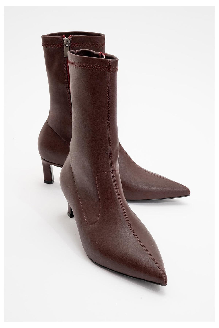 Lewin Burgundy Pointed Toe Stiletto Boot